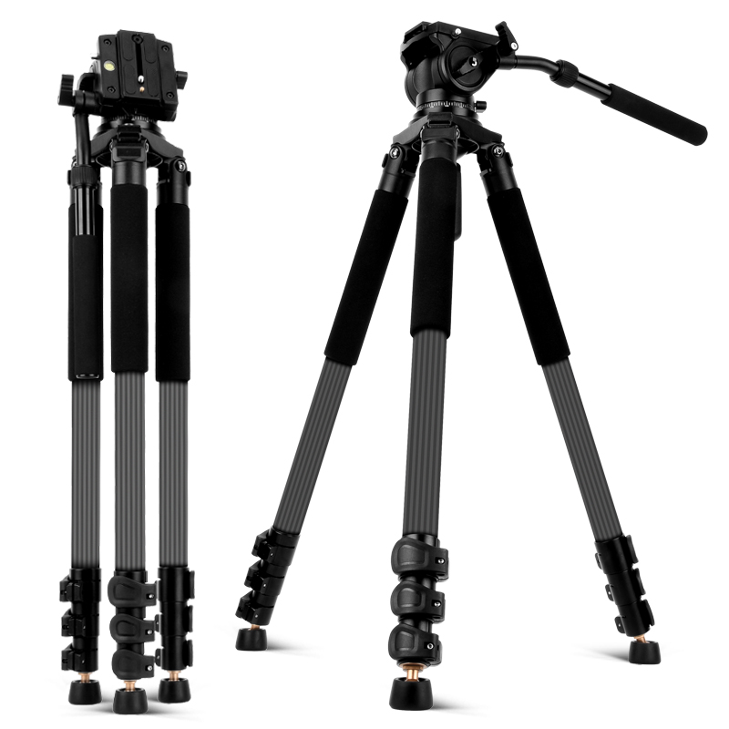 轻装时代Q680C单反三脚架 碳纤维摄像头支架液压云台观鸟摄影摄像