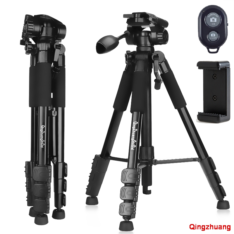 QZSD 146cm Q111 Professional Live Streaming Photographic Camera Hand Crank Tripod for Digital DSLR Video Camera Gimbal Handle Head