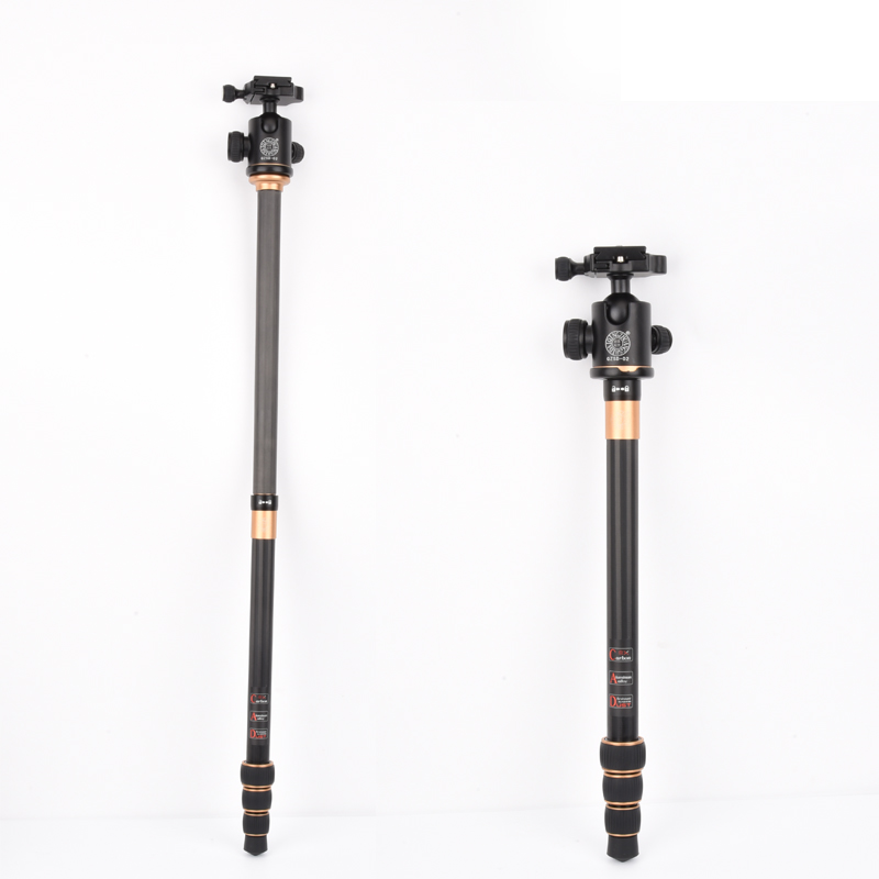 QZSD Q222C Compact carbon fiber photography equipment tripod stand for camera tripod kit 62.8